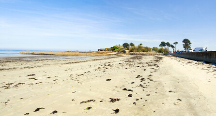 Coast of the Atlantic Ocean and low tide, sea on the coast of France