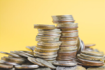 a stack of old vintage coins