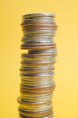 a stack of old vintage coins