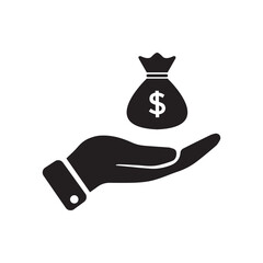 Money in hand icon, Money in hand sign and symbol vector