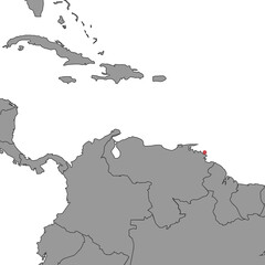 Trinidad and Tobago on world map. Vector illustration.
