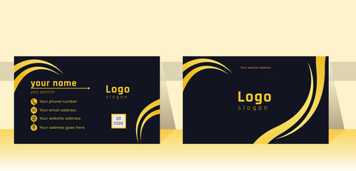 Black gold modern business card templates. Vector illustration. Stationery design with simple modern luxury elegant abstract pattern background.
