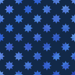A pattern with stars with a blue watercolor texture. Vector illustration