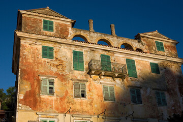 The decaying but still imposing remains of the Britsh Governor's Residence in Gaios, the "capital" of the island of Paxos, Greece