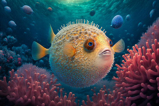 Unterwasserwelt. Bunte Fische leben im Korallenriff