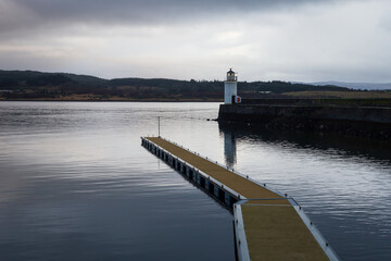 Fototapeta na wymiar Scottish Lighthouse on a cold winter morning 