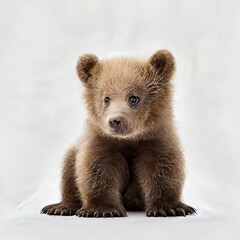 Portrait of a brown bear cub ursus arctos isolated on a white background © InputUX