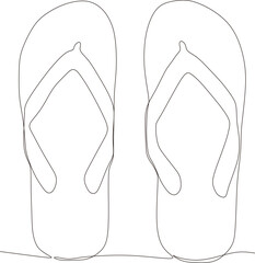 Obraz premium continuous line art drawing of flip flops black white