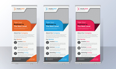 Business Roll Up Banner Design Template, Banner Template, Geometric Triangle Background vector, Layout Background.