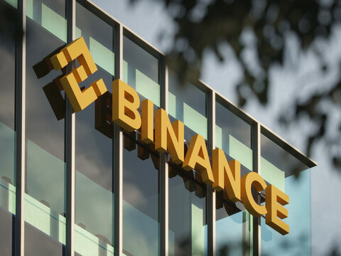 Malta - December 11, 2022: Binance logo on the facade of the headquarters