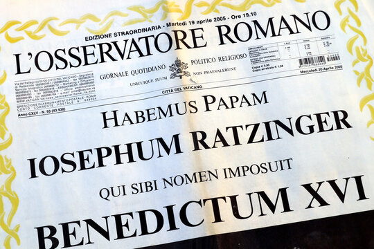 Vatican City, Holy See &ndash; HABEMUS PAPAM 2005 Election of POPE BENEDICT XVI, Special Edition of Official Vatican Newspaper L'Osservatore Romano of April 19, 2005 at 7.10 p.m.