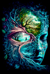 Generative AI abstract render of the love of nature