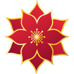 Oriental style red flower illustration. Decorative floral element