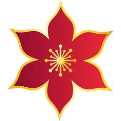 Oriental style red  flower illustration. Decorative floral element