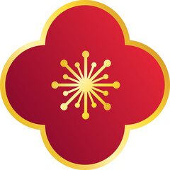 Oriental style red flower illustration. Decorative floral element