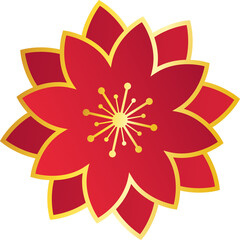 Oriental style red сhrysanthemum flower. Decorative floral element