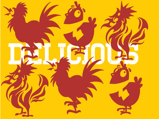 rustic fire chicken logo, hen flame hot symbol vector icon illustration, modern gradient logo , fast food restaurant app icon