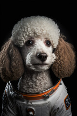Portrait of an Astronaut Poodle Dog. Generative AI