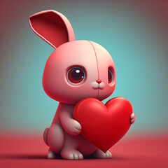 Fototapeta premium Cute Valentine's Bunny Cartoon (Art Style)