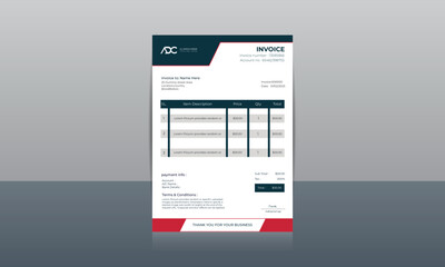 Corporate business minimalist invoice design for accountants vector template.Vector Business Stationery Design. Print Template. Minimalist Invoice Easy to edit and customise