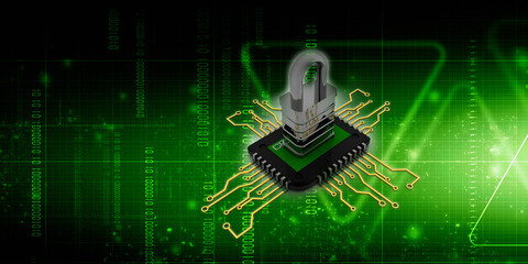 3d rendering lock protected microchips
