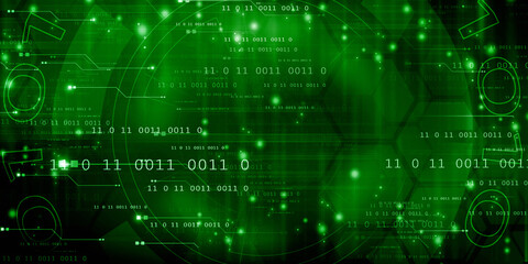 Obraz premium 2d illustration abstract digital binary data on computer screen