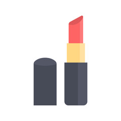 Red lipstick with lid. Makeup cosmetic. Vector illustration