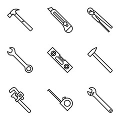 Repair and construction icons set. Equipment and tools isolated on a white background.