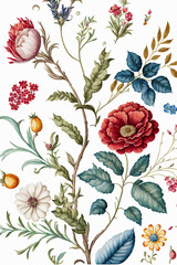 AI generated watercolor vintage floral patterns