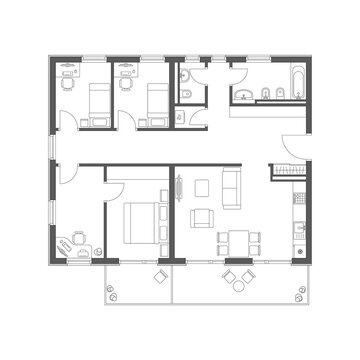 Plan of the apartment with furniture.