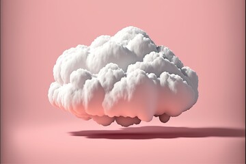 Pastel pink background with white cloud. Relaxation concept. Generative ai. 