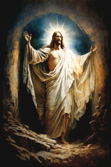 Jesus Christ Resurrection Illustration, Happy Ascension Day, Generative AI