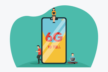 People use mobile phone with 6G network