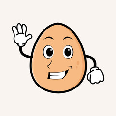 Cute egg cartoon mascot character. Food mascot style illustration concept