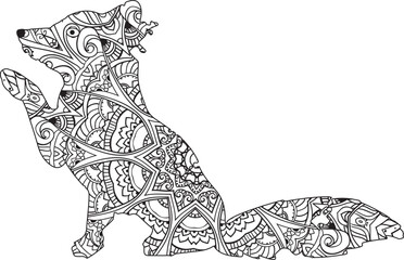 Pet Fox mandala coloring page
