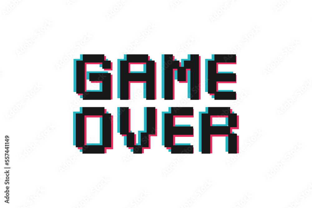 Wall mural Game over text in pixel art. Vector illustration 