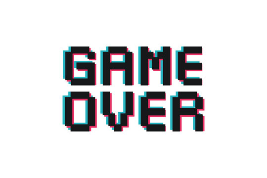 Game over text in pixel art. Vector illustration 