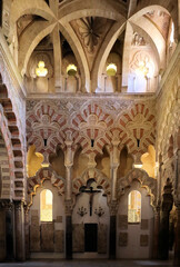 Murky interior of La Mezquita - Catedral de Cordoba Spain