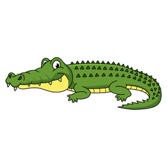 Alligator vector illustration. Cartoon Alligator. Crocodile hand draw isolated.