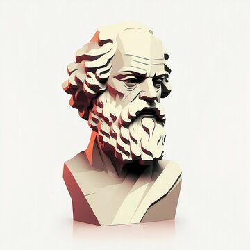 Socrates portrait, 3D statue with a red glow