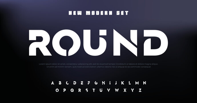 ROUND, Abstract technology science alphabet font. digital space typography vector illustration design