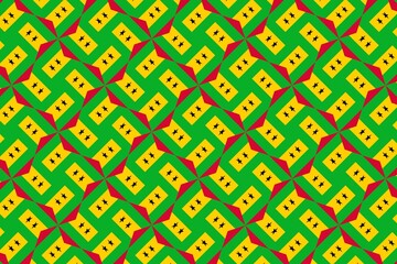 Geometric pattern in the colors of the national flag of Sao Tome and Principe. The colors of Sao Tome and Principe.