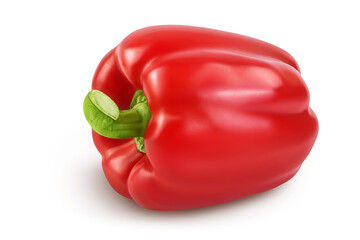 red sweet bell pepper isolated on white background