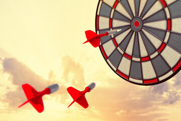 Round dartboard symbol of achievement of success, the concept of focus on the goal