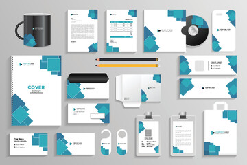 Corporate branding identity with office stationery items and  Mockup set,Template design for industrial or technical company