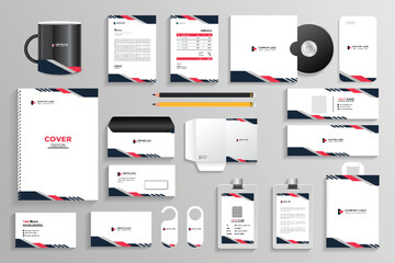 Corporate branding identity with office stationery items and  Mockup set,Template design for industrial or technical company - obrazy, fototapety, plakaty