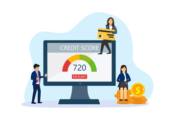 Credit score rating on computer screen