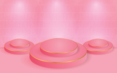 Abstract scene Cylinder podium on pink background. Product presentation stage platform.