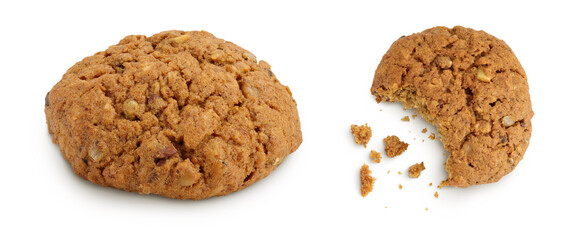 oatmeal cookies with flax, pumpkin and sunflower seeds with full depth of field. Top view. Flat lay