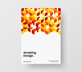 Multicolored mosaic shapes brochure illustration. Trendy corporate cover A4 vector design layout.